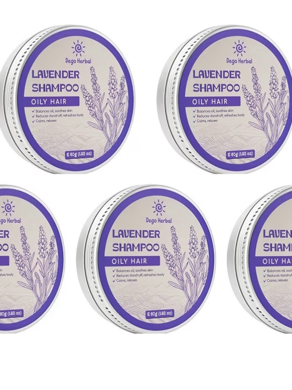 Dego Herbal Lavender Shampoo Tin - Lavender Purple Pack of 5